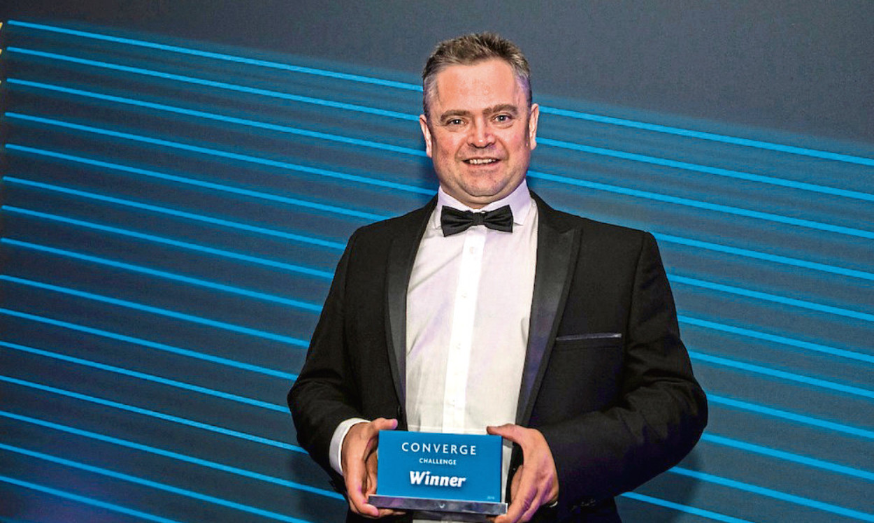 Dr Andrew Woodland won the top award at the Converge Challenge for his company In4Derm.
