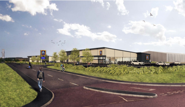 An artist's impression of the new Aldi site in Dundee.