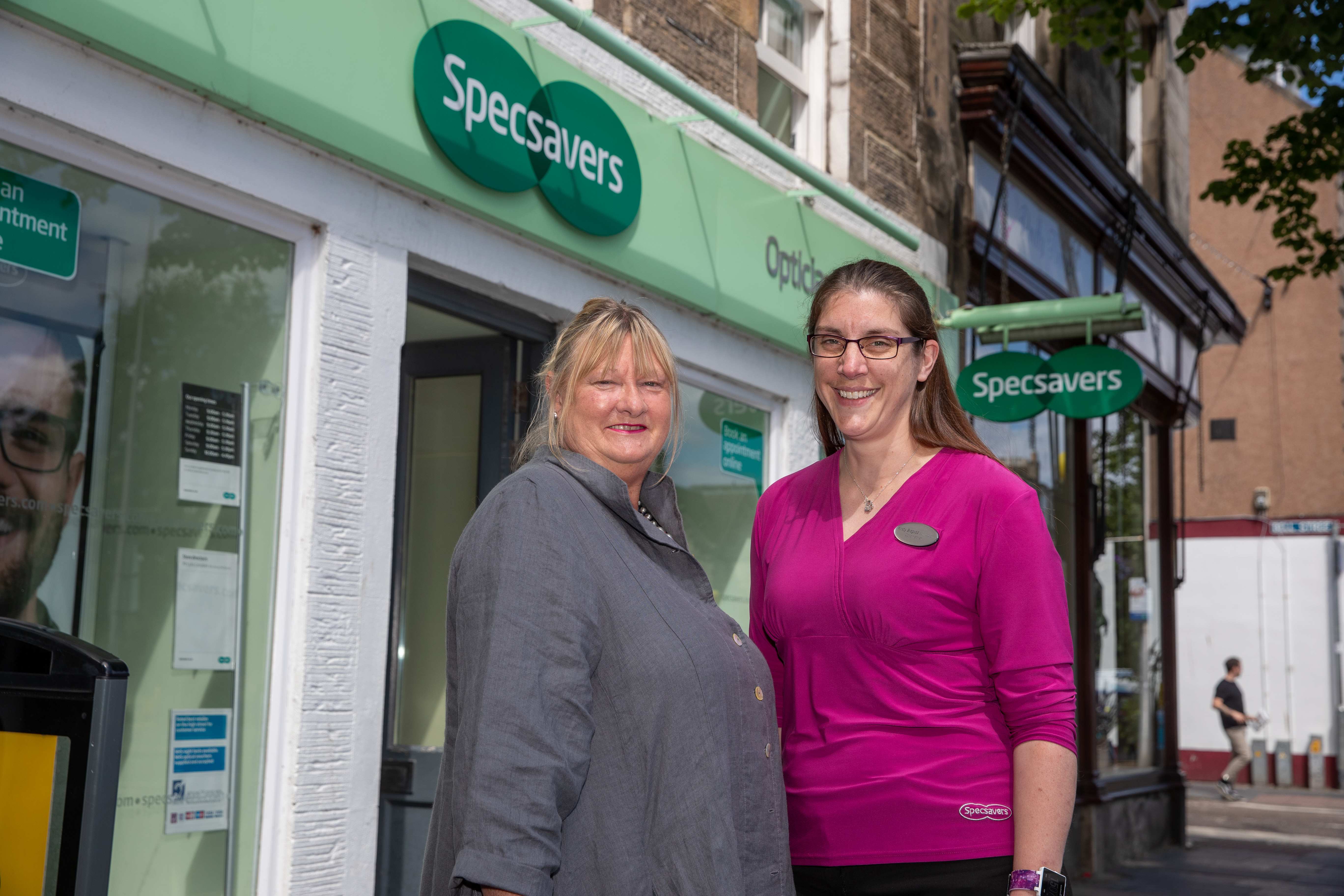 Alison Wright with Specsavers optician Kirsty Bidgood.