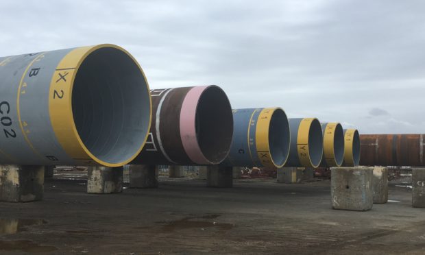 Pin piles at BiFab's Arnish yard.