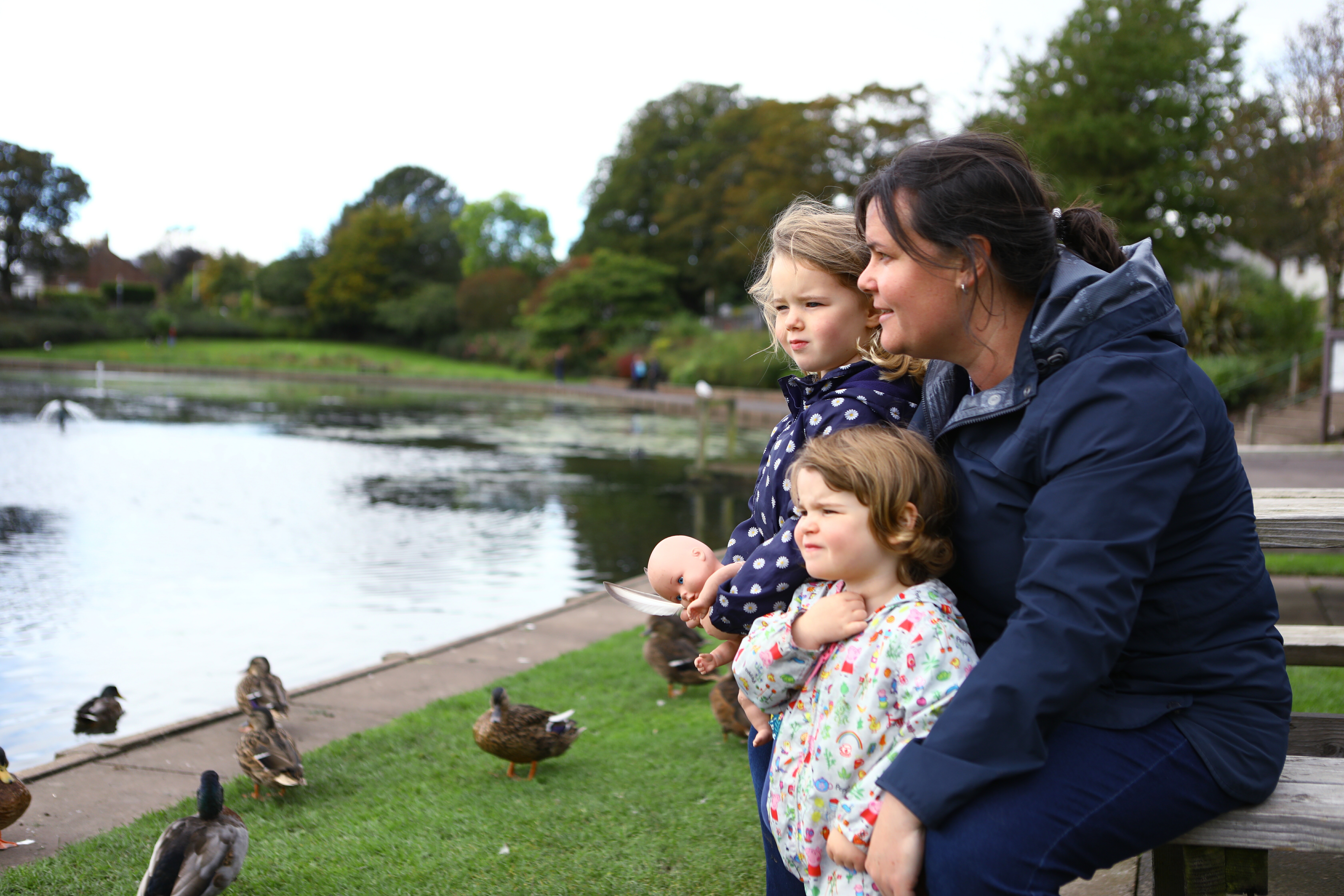 Kirsty Napier with her daughters Esther, age 4 and Brooke, age 3, looking out for the elusive 'Keptie Hand' at Keptie Ponds in Arbroath.