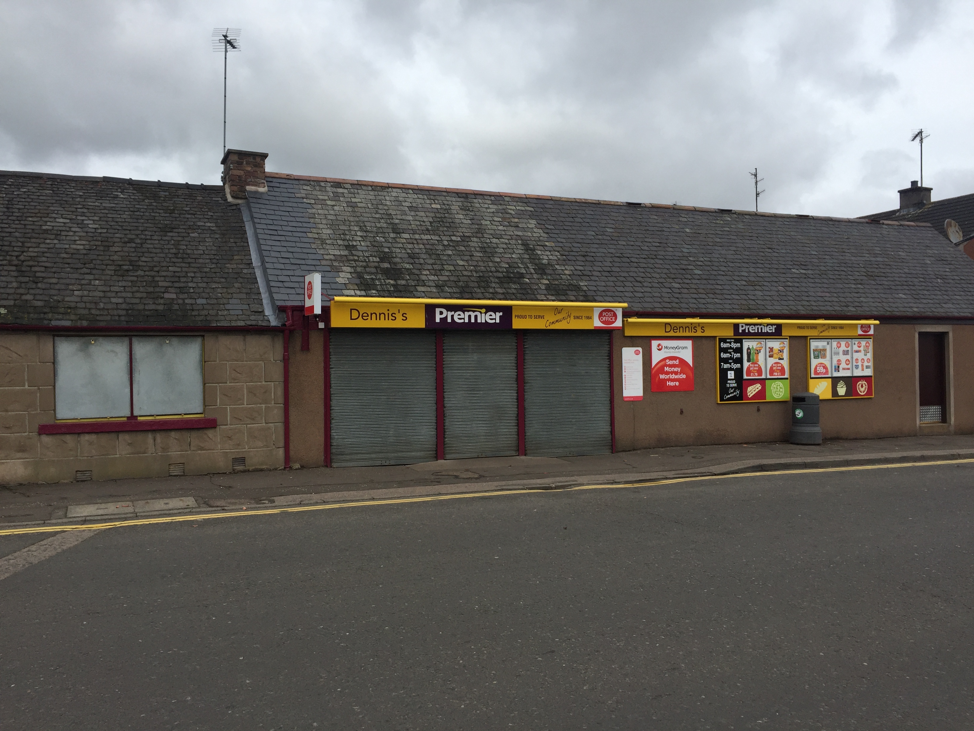The boarded-up shop in Montrose Street, Brechin.