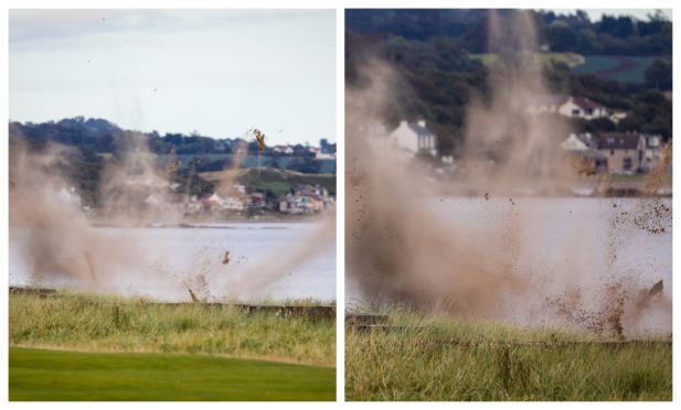 The explosion at Leven Beach. Photos: Steve Brown.