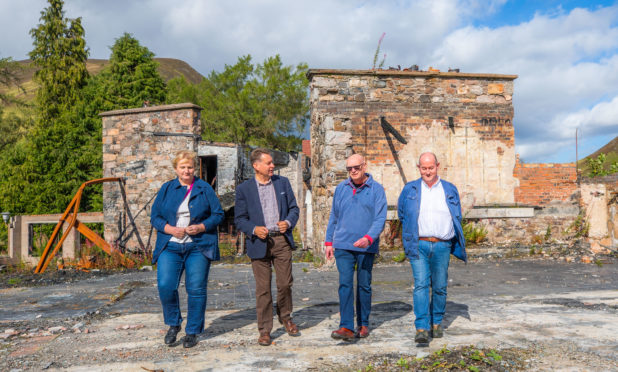 Councillor Caroline Shiers, Murdo Fraser MP, Darrel Townsend, Chair of the Mount Blair Community Development Trust and Councillor Bob Brawn