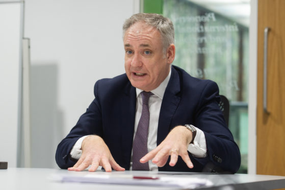 Richard Lochhead speaking to students in Dundee on Tuesday.