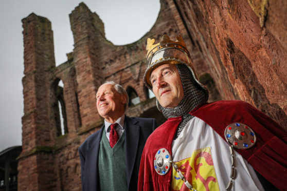 Councillor Angus Macmillan Douglas and Ken Lownie at Arbroath Abbey.