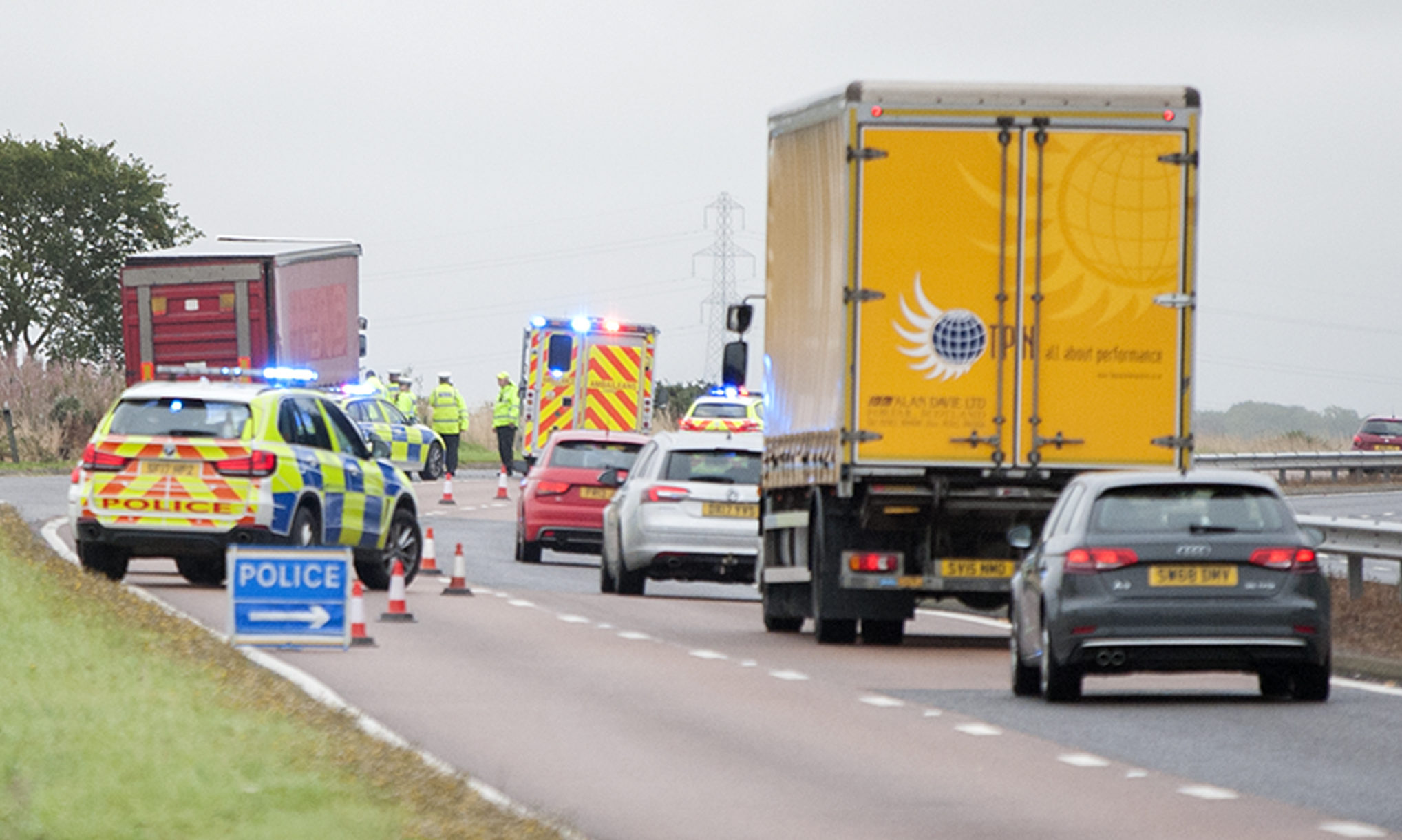 The scene of the fatal accident on the A90 near Brechin.
