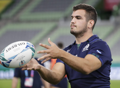 Scotland's Stuart McInally at the final training run in the Kobe Misaki Stadium.