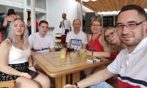 Rafal Junka, far right, with, from left: Nikola Dzimidowicz, Michael Junka, Tomasz Junka, Edyta Junka and Claudia Mrozisnka.