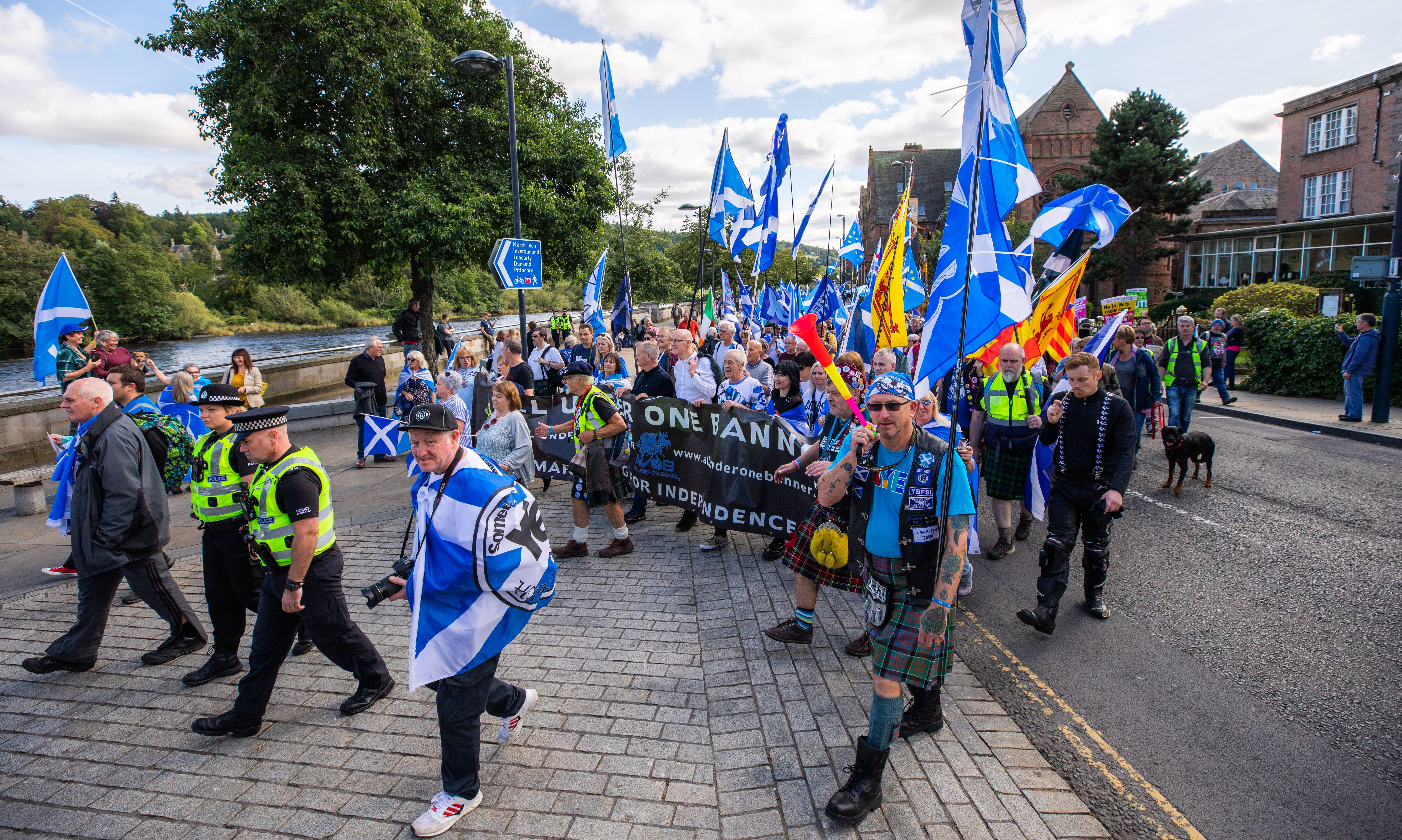 The All Under One Banner march on Tay Street.