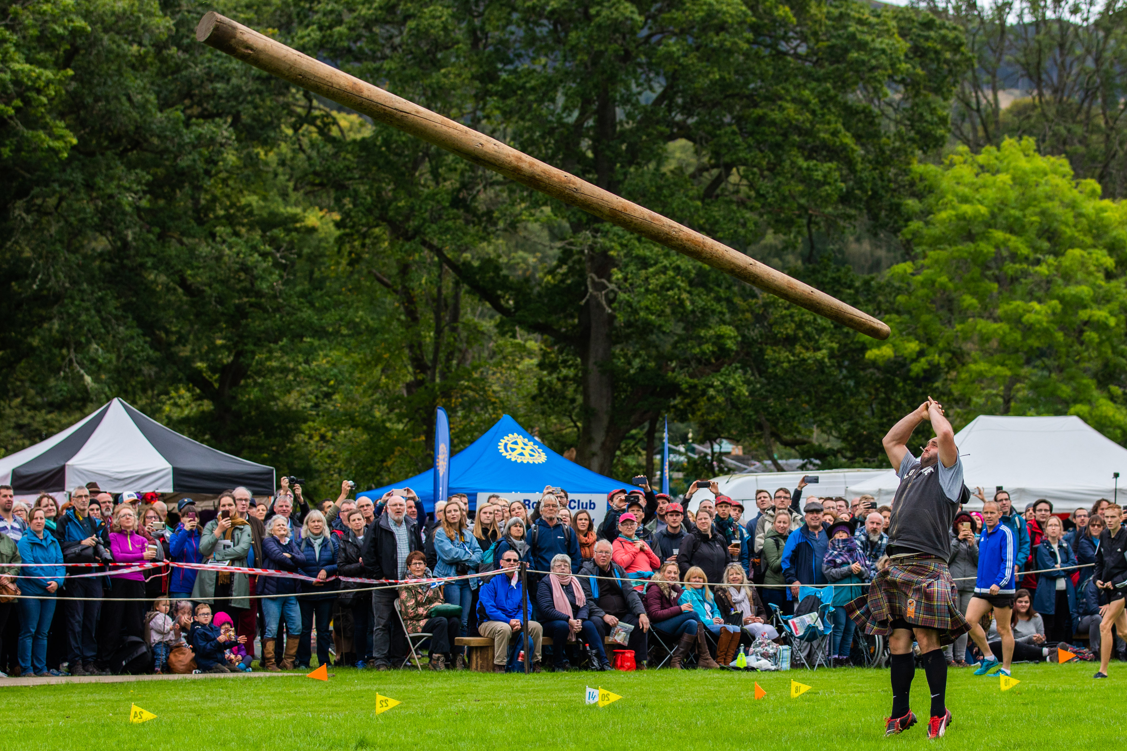 Tossing the caber in 2019.