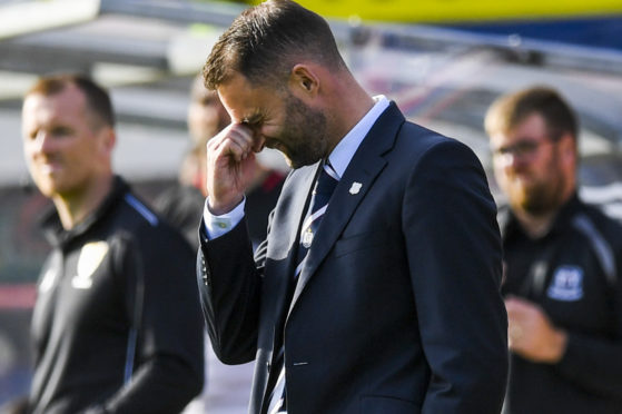 Frustration for James McPake during Elgin game.