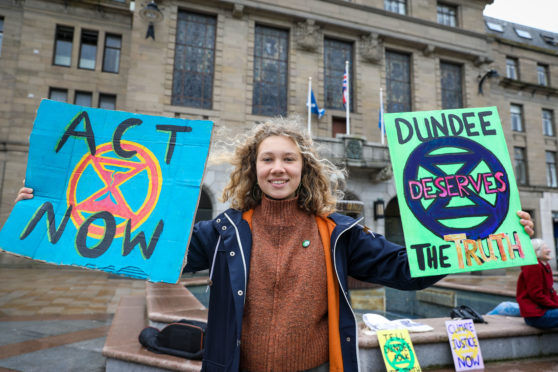 Protester Josephine Becker at Extinction Rebellion protest in September