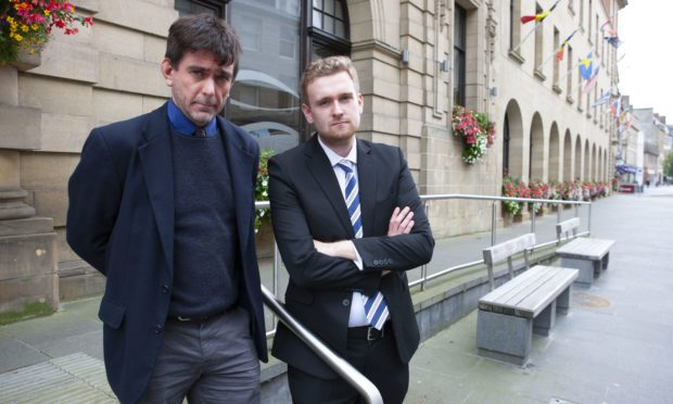 Councillors Colin Stewart and Callum Purves (library photo, taken before lockdown)