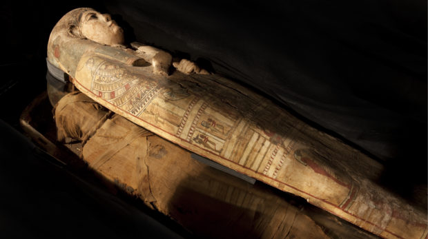 The mummy and case, kept beneath Perth Museum and Art Gallery