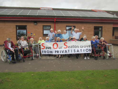 Residents outside Seaton Grove.