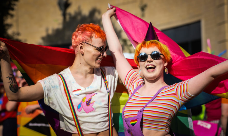 Crowds at Dundee Pride 2019.