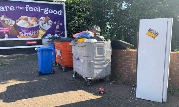 A fridge freezer is among the items dumped