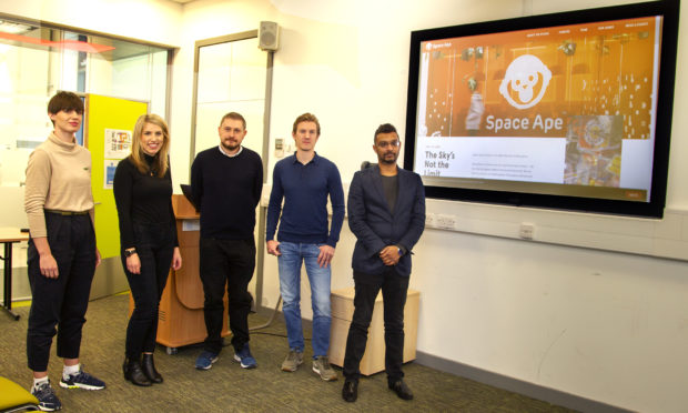 (l-r) Karen Hiutchison from the NCA, Andy Burrows, Max Bauer from Space Ape Games, Dr Drashana Jayemanne from Abertay University