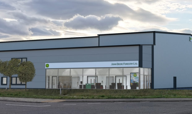 An artists impression of part of the John Deere Forestry building being created at North Muirton Industrial Estate