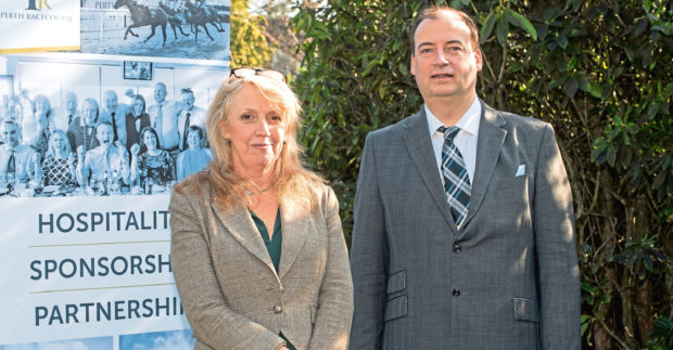 Tricia Robertson of Perth Racecourse and Brett Jackson of Granite PR.
 Picture by Abermedia / Michal Wachucik