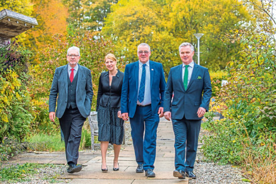 Michael Russell, NFU Brussels director Maeve Whyte, NFU Scotland president Andrew McCornick and Colin Clark.