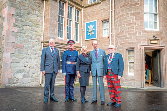 At the museum are, from left, Major General Michael Riddell-Webster, chairman of The Black Watch Castle and Museum Lord Lieutenant Stephen Leckie; Anne Kinnes; the Duke of Kent and Provost Dennis Melloy.