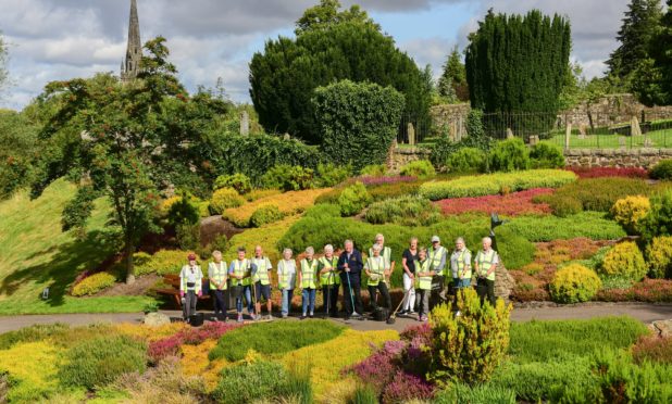 Perth in Bloom volunteers working in the Heather Garden in Riverside Park.