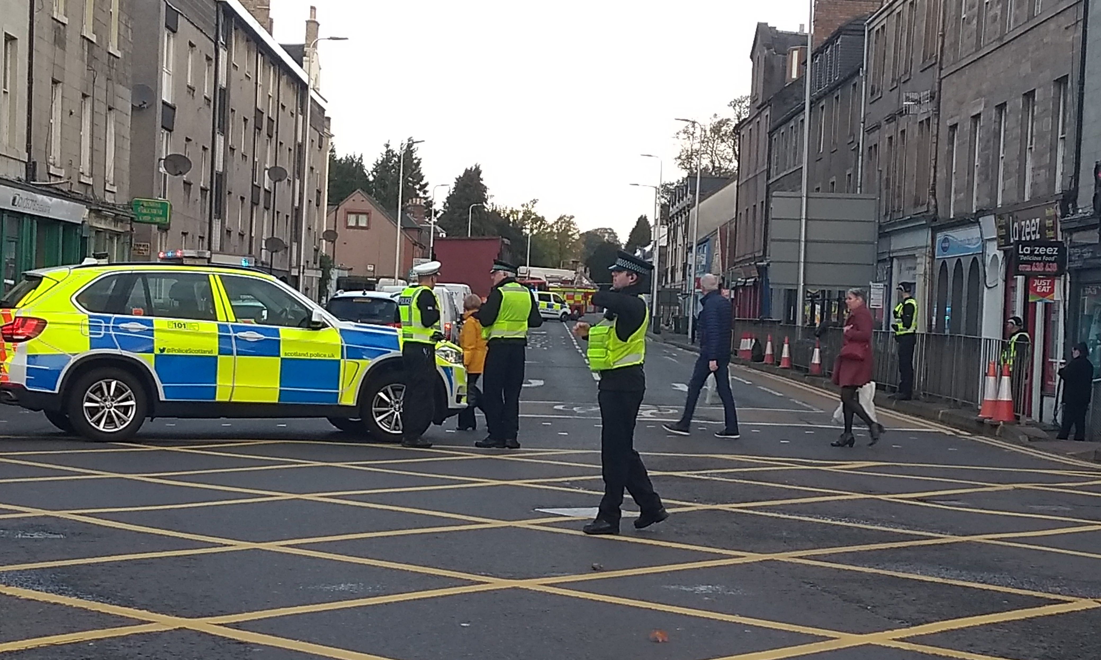 Police on the scene after the accident in the Bridgend Co-op.