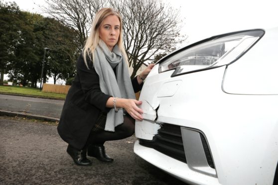 Debbie Martin, 34, had her Audi car hit while parked outside her home in Broughty Ferry court, Dundee.