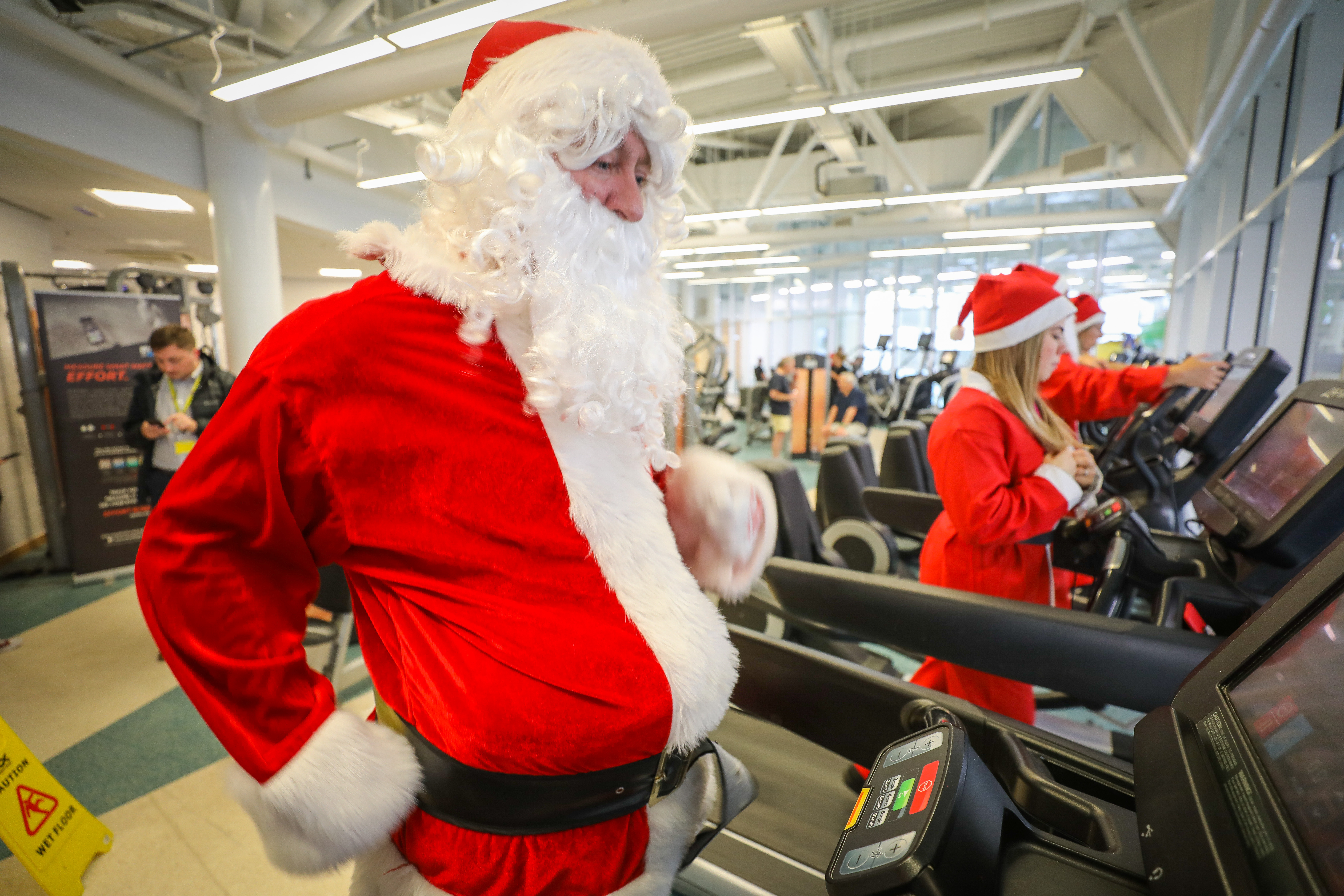 Santa (Garry Smith, organiser of the event) in training for the 5k at Olympia, Dundee.