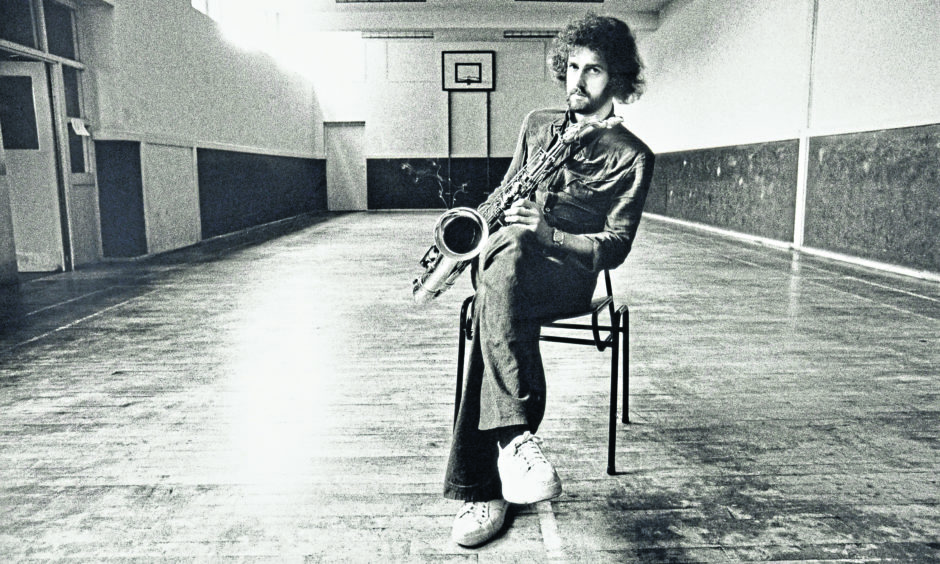 Malcolm Duncan of the Average White Band posing in a rehearsal room on Highgate Road, North London on the 19th July 1972. (Photo by Brian Cooke/Redferns)