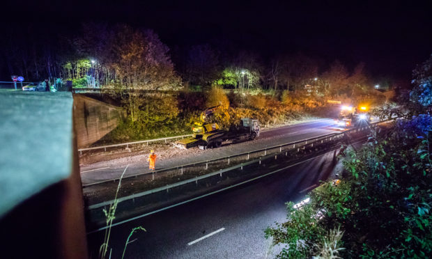 The A90 flyover after the crash.