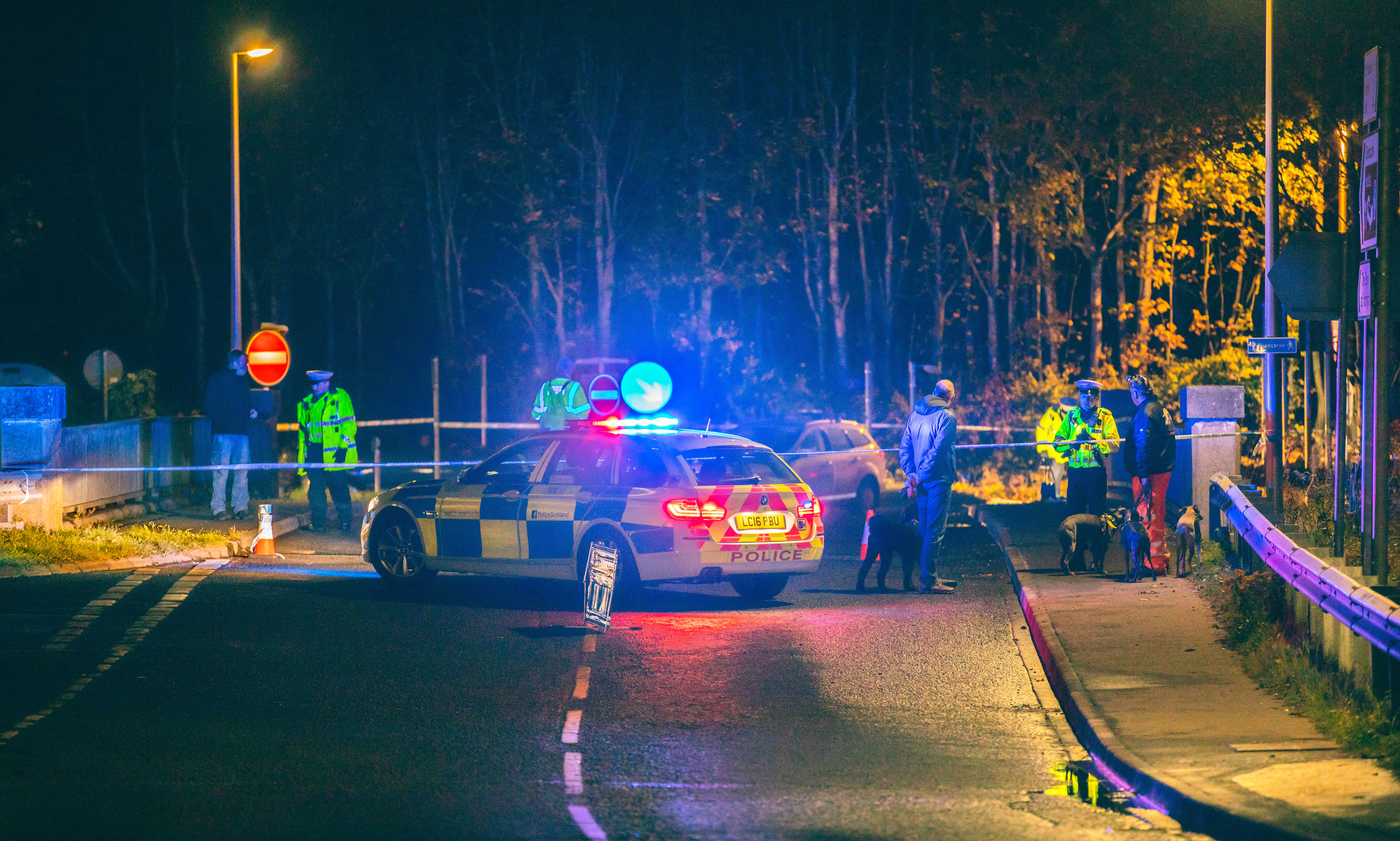 Police at the scene following the A90 flyover crash.