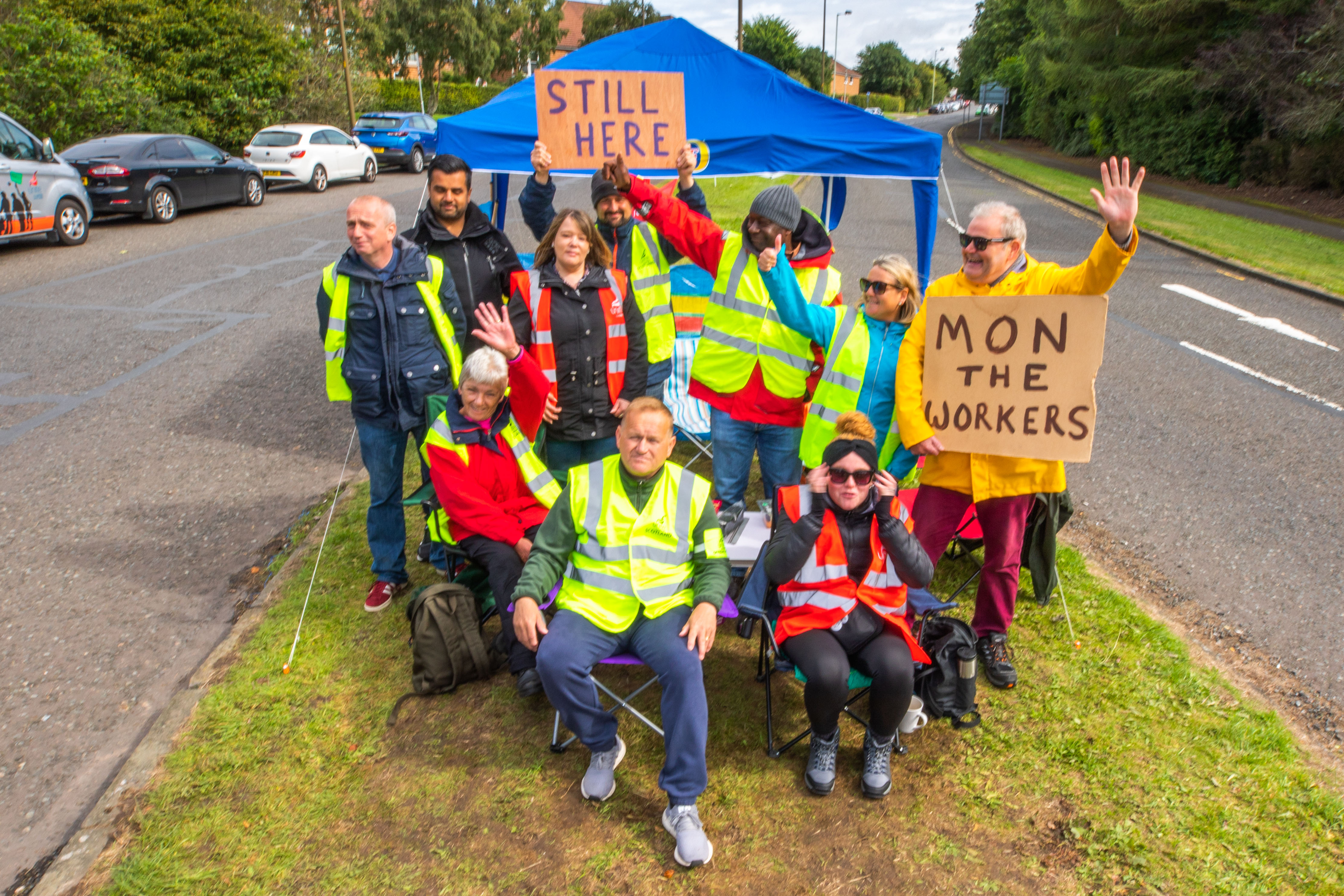 Workers outside Ninewells in September