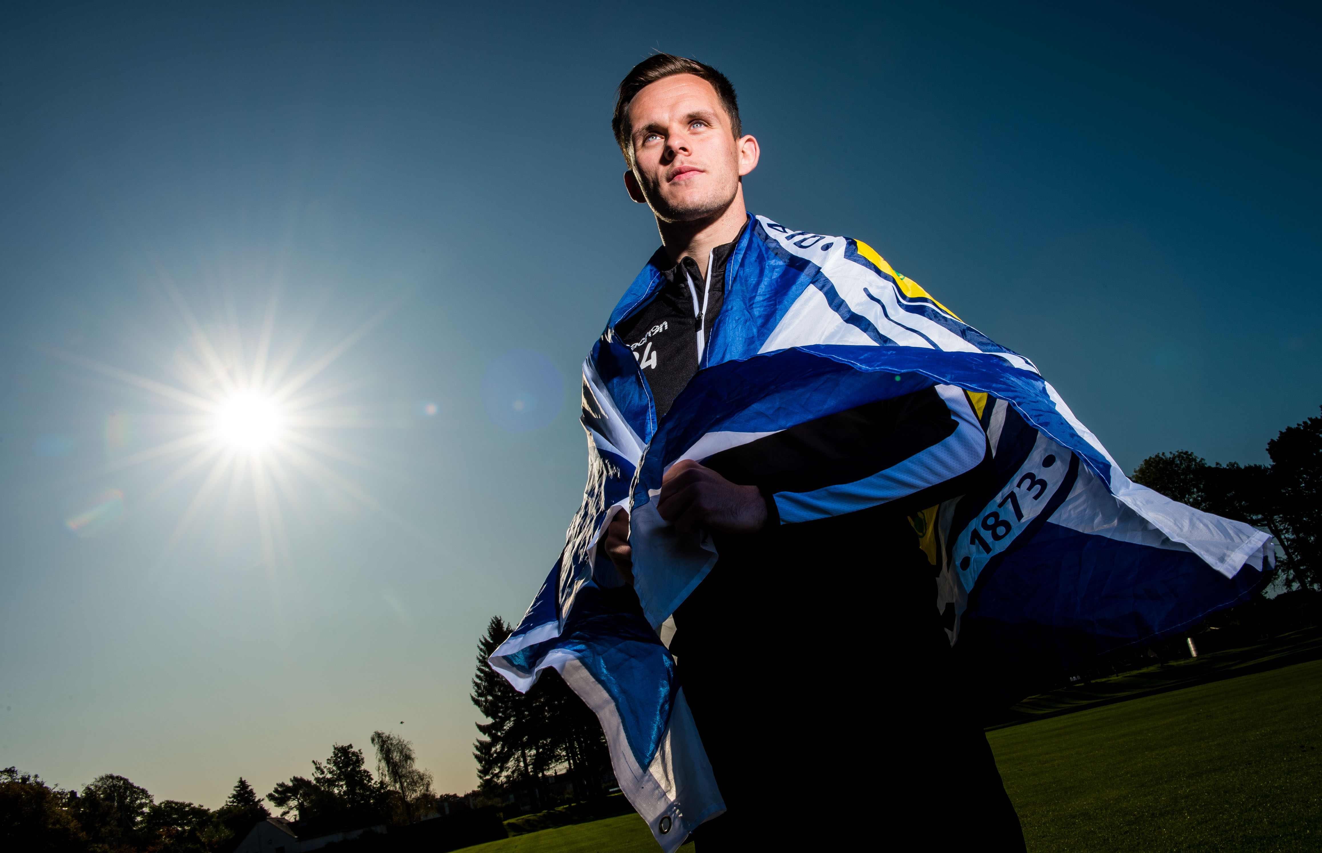 Lawrence Shankland shows his new Scotland colours.
