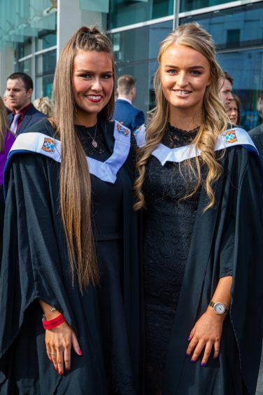 Amy Whitecross, 21, from Dundee and Aileen Aird, 19, from Crook of Devon graduating in beauty therapy.