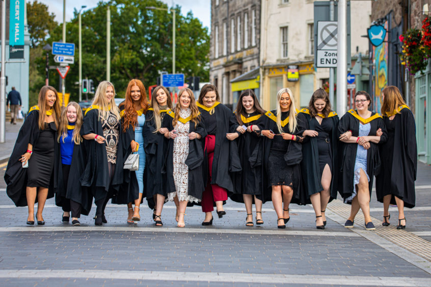 Students of HNC childcare/childhood practice skip to the  graduation ceremony at Perth Concert Hall.