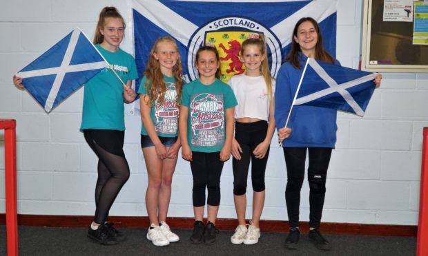 The Cupar girls pictured left to right: Maddison Gilmour, Summer McIntosh, Summer Wroniecki, Anna Gilfillan, Stephanie Laing.