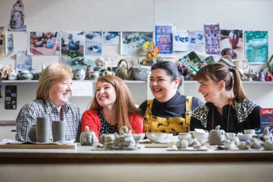 Carol Scullion, Forgan Arts Centre coordinator Alana Peden, chairwoman Lynsey Smiles and Kirsty Martin in their current premises in Newport.