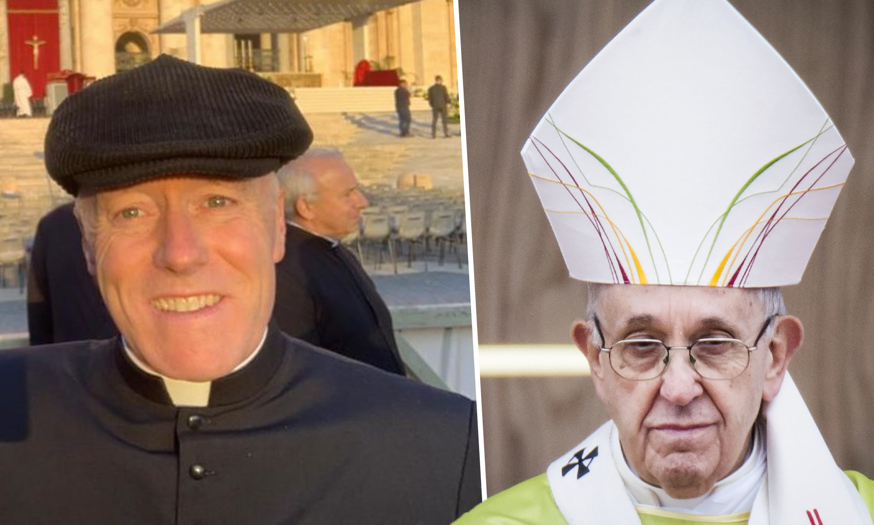 Father Jim Walls, left, Pope Francis.