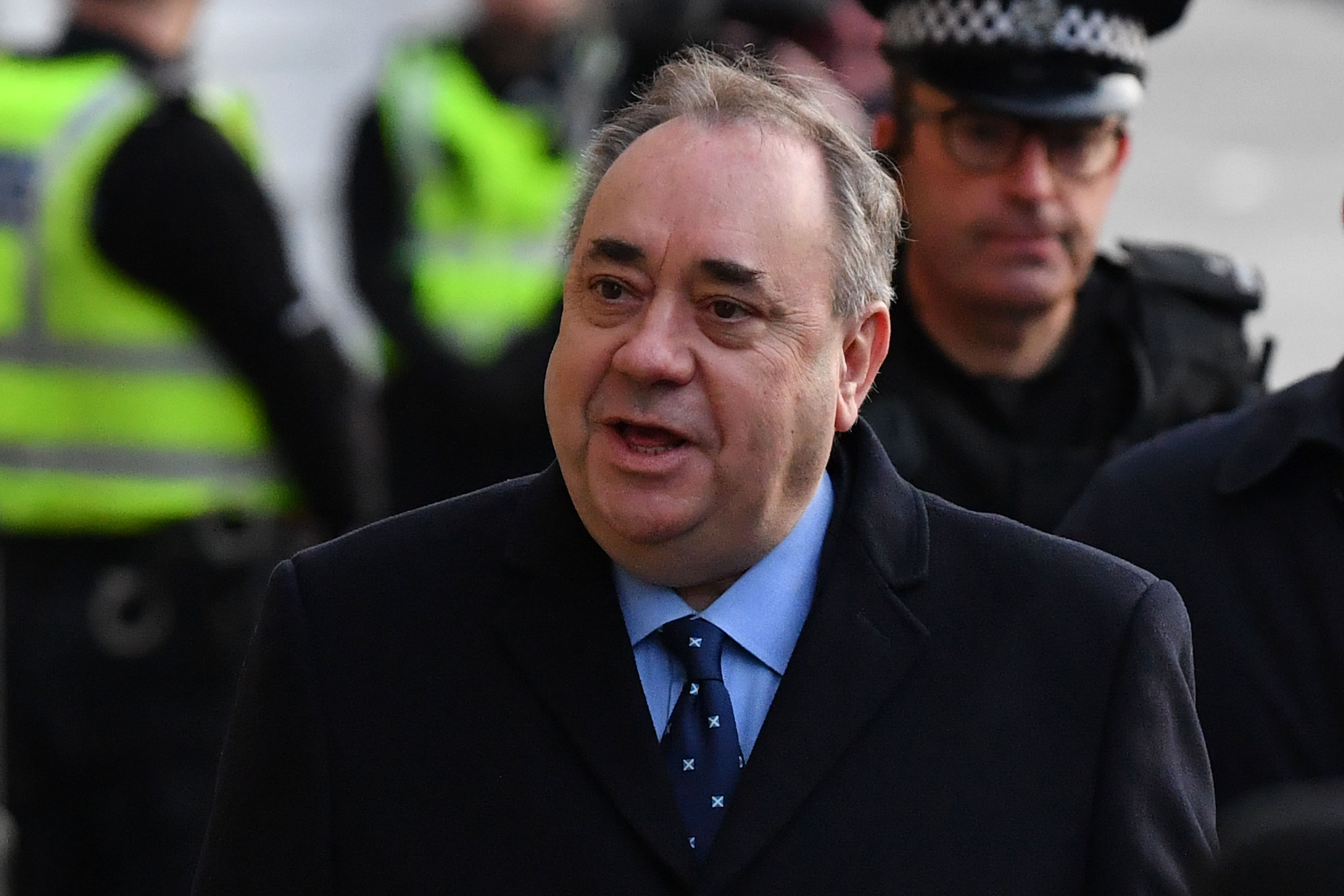 Alex Salmond arrives at the High Court in Edinburgh for a preliminary hearing on sexual assault charges.