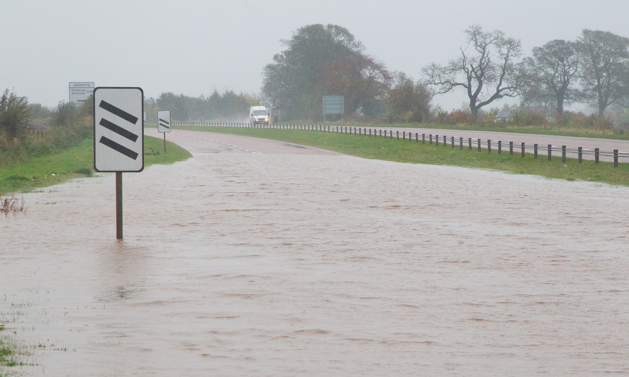 Flooding on the A92 in November.