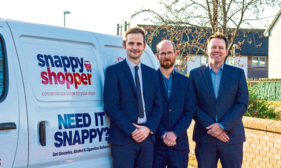 Snappy Shopper co-founder and chair Mike Callachan, with chief technical officer Alan Reid and Mark Steven. Image: Snappy Shopper
