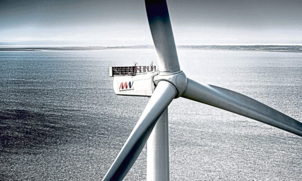 A wind turbine produced by MHI Vestas who are a supplier for SSE's Seagreen project.
