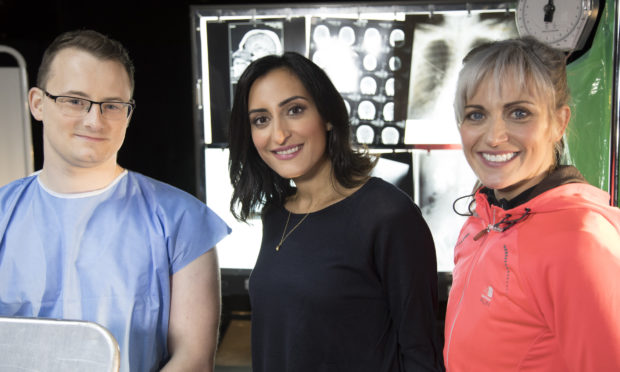 Ryan O’Connor from Airdrie with Dr Punam Krishan and Marie Ladbrook from Montrose.