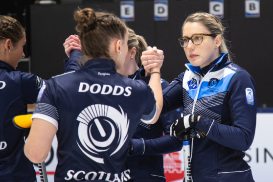 Team Muirhead celebrating their semi-final win.