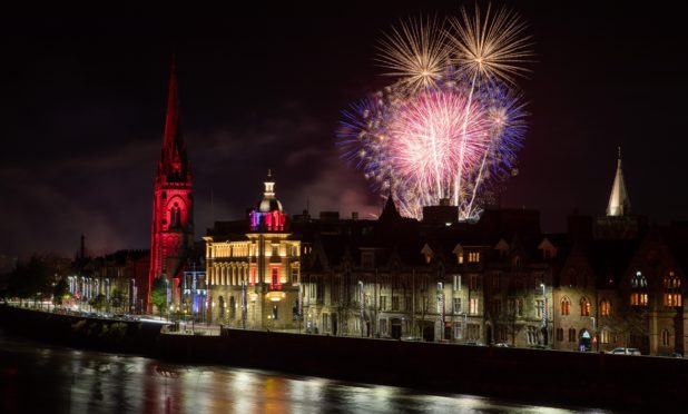 Fireworks over Perth city centre