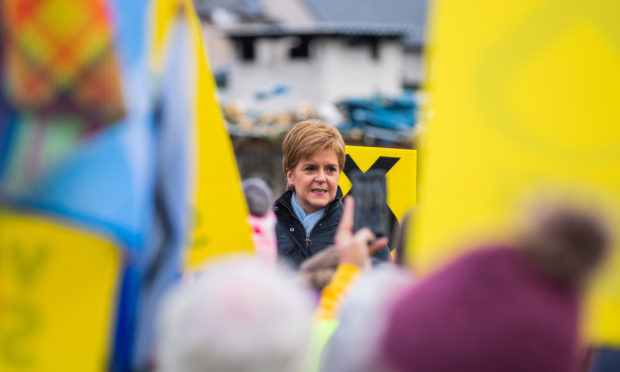 Nicola Sturgeon addresses supporters in Arbroath.