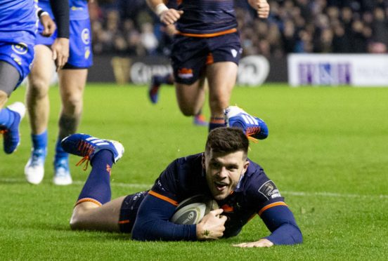 Blair Kinghorn scores the Edinburgh's opening try.